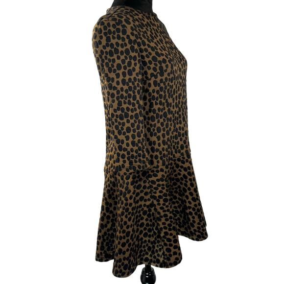 Ann Taylor LOFT Leopard Print Dress XS Jacquard Drop Waist Flare - Picture 4 of 11
